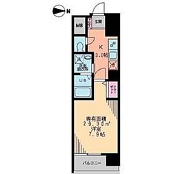 クレアーレ 3階1Kの間取り