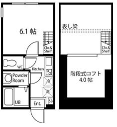 ハーミットクラブハウス グルック西横浜 1階1Kの間取り