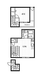 ミハス新高円寺 2階1LDKの間取り