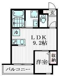 エスペリオ道場南 1階1LDKの間取り