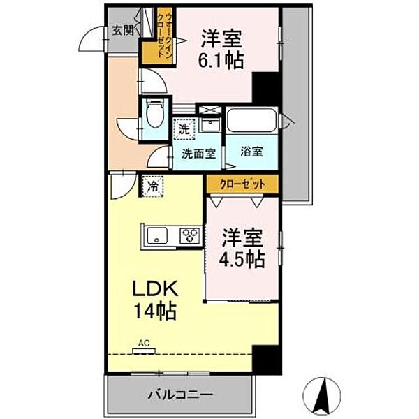 GRAND　SOLEIL 302｜神奈川県川崎市高津区上作延１丁目(賃貸マンション2LDK・3階・57.20㎡)の写真 その2