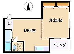 サウスコーポ 1DKの間取図画像