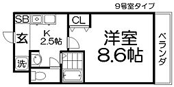 M'プラザ津田駅前11番館 1Kの間取図画像