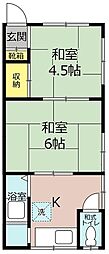 ひよどり住宅 2Kの間取図画像