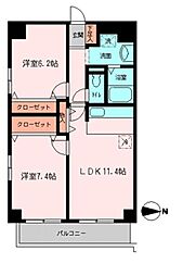 東京メトロ東西線 木場駅 徒歩13分の賃貸マンション 8階2LDKの間取り