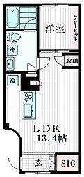 クレストアベニュー祐天寺 1LDKの間取図画像