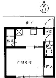 翠ハイツ 1階1Kの間取り