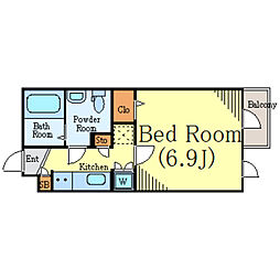 ステージグランデ田園調布アジールコート 2階1Kの間取り