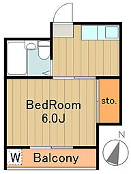 京王相模原線 京王堀之内駅 徒歩10分の賃貸マンション 3階1Kの間取り