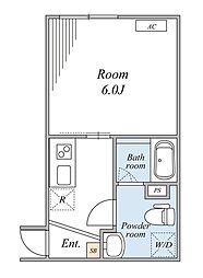 グレースアロー玉川学園 2階1Kの間取り