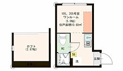ハーモニーテラス上井草 ワンルームの間取図画像