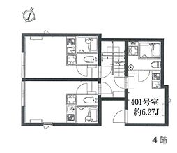ゴールドレジデンス三軒茶屋 4階ワンルームの間取り