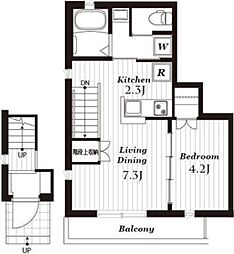 ルミナス桜台 2階1LDKの間取り
