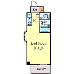 スカイコート駒場東大前 1階1Kの間取り