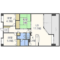 アーバンパレス高宮通り 3LDKの間取図画像