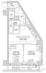 アイル押上ノース 6階2DKの間取り
