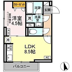 セレスティア羽沢B棟 1LDKの間取図画像