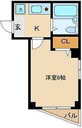 MSハイツIII 4階1Kの間取り