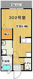 フォルトゥーナアオキ ワンルームの間取図画像