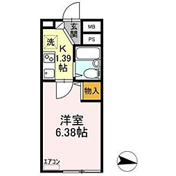 東亜ハーモニー蘇我 1Kの間取図画像
