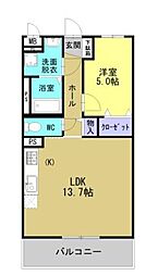 プランドールソフィアＶＩ 3階1LDKの間取り