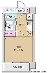 UURコート錦糸町 13階1Kの間取り