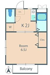 関根ハイツ 1Kの間取図画像