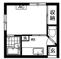 つきみ草 1Kの間取図画像