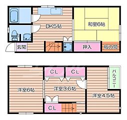 阪急千里線 関大前駅 徒歩7分の賃貸アパート 2階4DKの間取り