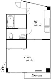 ハイツ リバーランド2 3階1DKの間取り