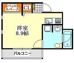 アメニティ大久保 1階ワンルームの間取り