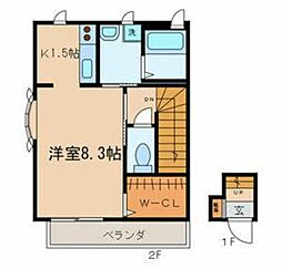 GraceSakurajosui 1Kの間取図画像