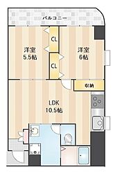 東京メトロ東西線 葛西駅 徒歩19分の賃貸マンション 10階2LDKの間取り