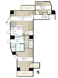 ザ・テラス千駄木 2LDKの間取図画像