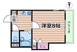 メルヘンハイツ 1Kの間取図画像