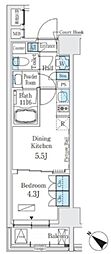 ベルファース人形町 1DKの間取図画像