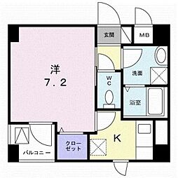 ヴェルデセゾン 1Kの間取図画像
