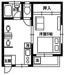 コーポ加藤 1DKの間取図画像