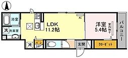 D-room西難波 1LDKの間取図画像