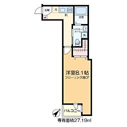 Granty Aoi 2階1Kの間取り