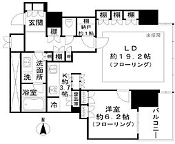ワールドシティタワーズブリーズタワーB1棟 1SLDKの間取図画像