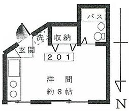 小川マンション ワンルームの間取図画像