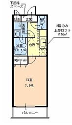 フジパレスえんじゅ 1Kの間取図画像