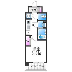 エスリード大阪平野プライム 1Kの間取図画像
