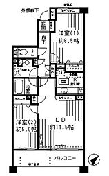ミレニアムコート青葉台 2LDKの間取図画像
