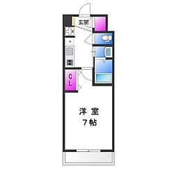Luxe布施東 1Kの間取図画像