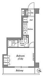 ルクレ西池袋 1階1Kの間取り