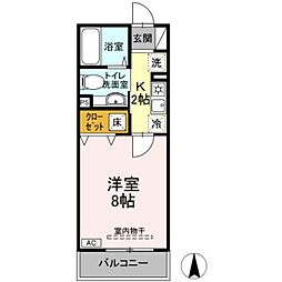 リビエール野川 1Kの間取図画像