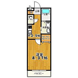モア西恋ヶ窪 1階1Kの間取り