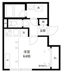 LEGALANDOokayamaAnnex ワンルームの間取図画像